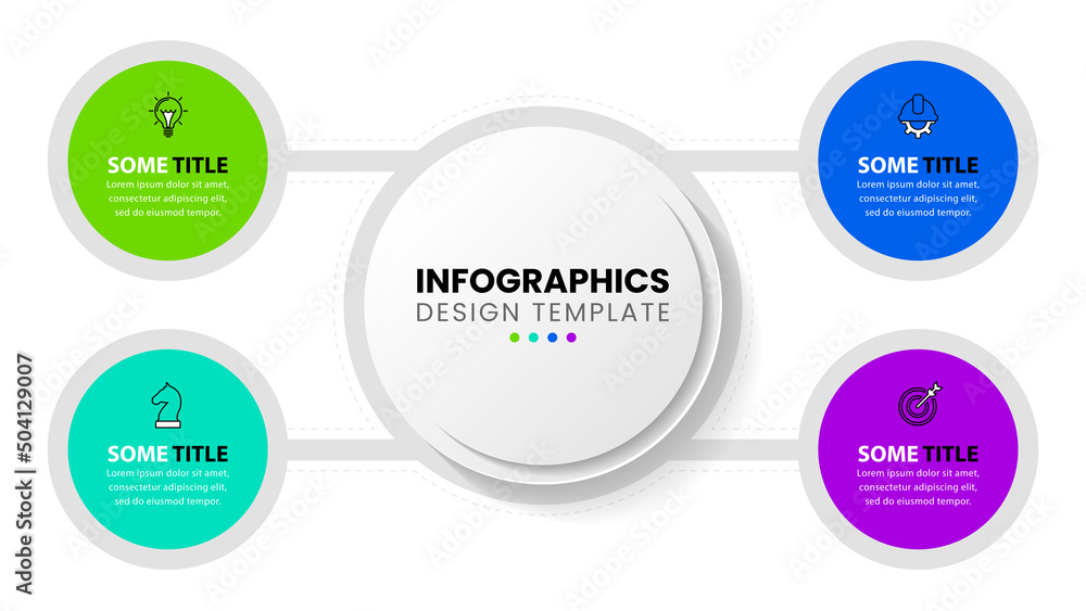 Business infographic template with 4 steps and circles Business infographic template with 4 steps and circles