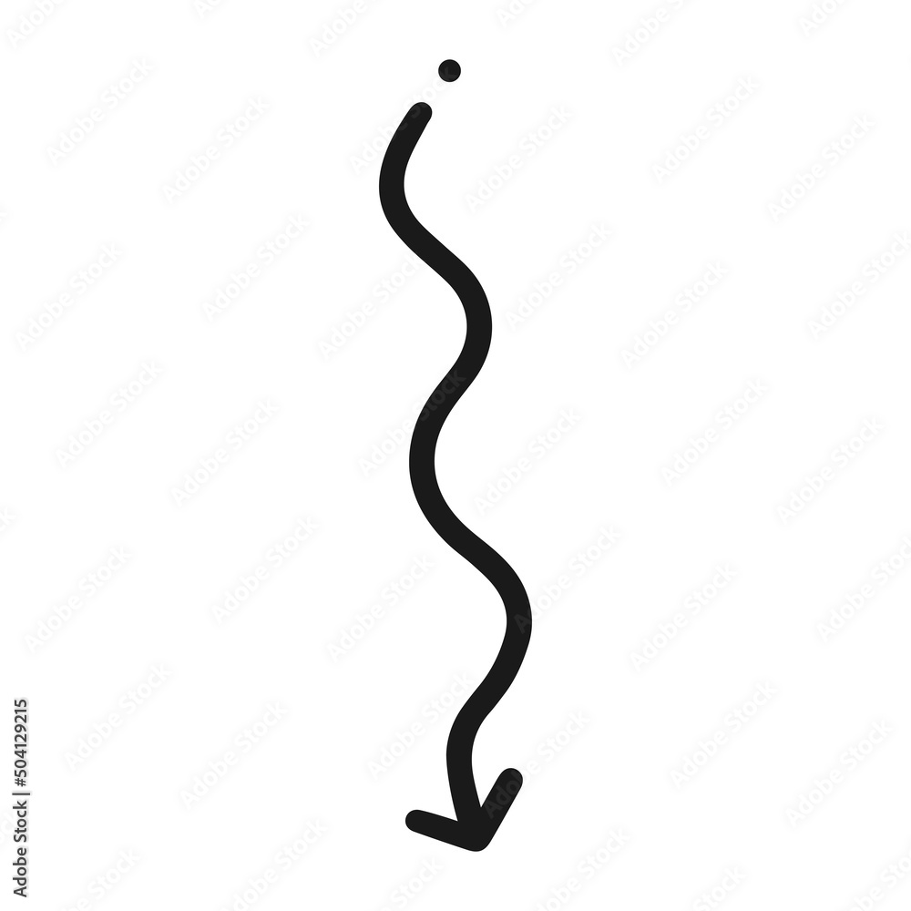 Fototapeta premium Wavy down arrow isolated on a white background. Vector illustration.