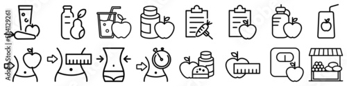 Diet icon vector set. Proper nutrition illustration sign collection. slimming symbol.