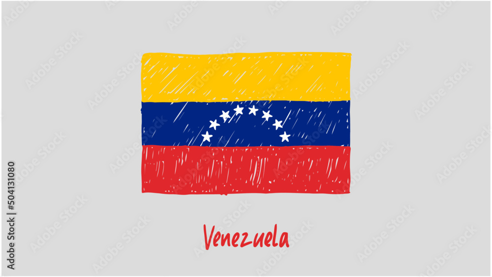 Obraz premium Venezuela National Country Flag Marker or Pencil Sketch Illustration Vector