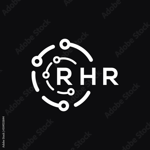 RHR letter logo design on black background. RHR  creative initials letter logo concept. RHR letter design.
 photo