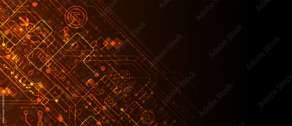 Obraz premium Abstract background on technological and scientific topics. Various techno details with using digital code. Vector format.