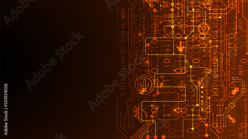 Abstract background on technological and scientific topics. Various techno details with using digital code. Vector format.