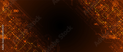 Abstract background on technological and scientific topics. Various techno details with using digital code. Vector format.