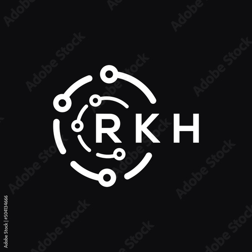 RKH technology letter logo design on black background. RKH creative initials technology letter logo concept. RKH technology letter design. 