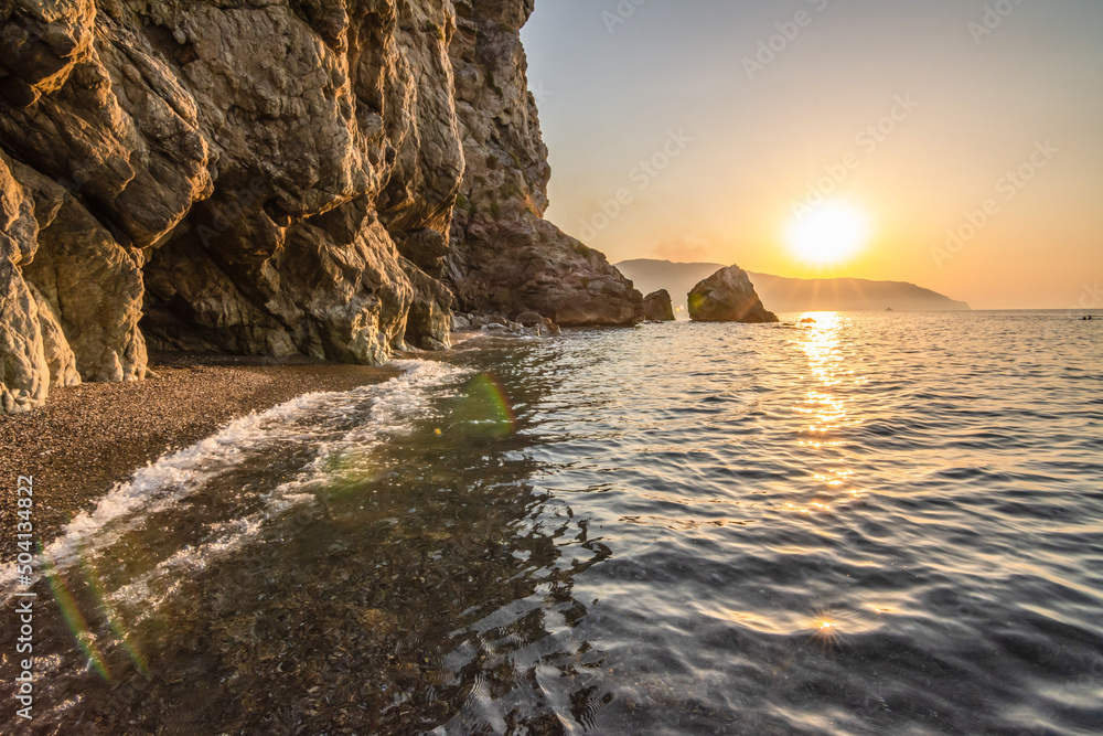 Naklejka premium Tramonto mozzafiato sul mare, Sicilia