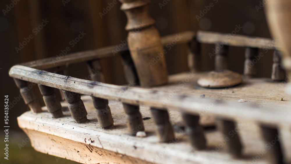 Macro d'éléments en bois composant un ornement extérieur Macro d'éléments en bois composant un ornement extérieur