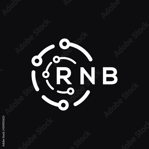 RNB technology letter logo design on black  background. RNB creative initials technology letter logo concept. RNB technology letter design.
