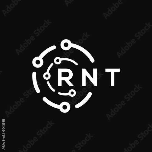 RNT technology letter logo design on black background. RNT creative initials technology letter logo concept. RNT technology letter design. 