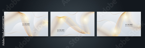 Set of modern elegant luxury white and gold abstract design background. Vector abstract graphic design banner pattern presentation background web template.