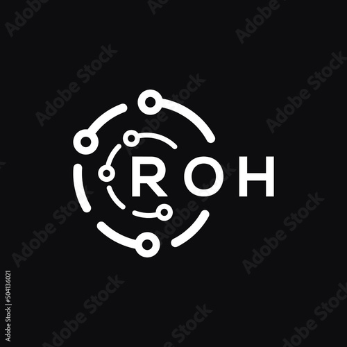 ROH technology letter logo design on black  background. ROH creative initials technology letter logo concept. ROH technology letter design.
