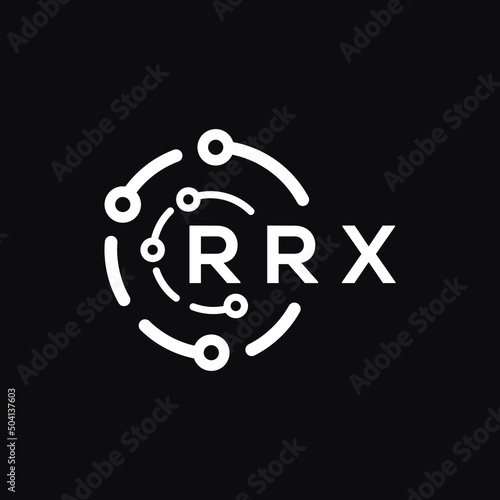 RRX technology letter logo design on black background. RRX creative initials technology letter logo concept. RRX technology letter design. 