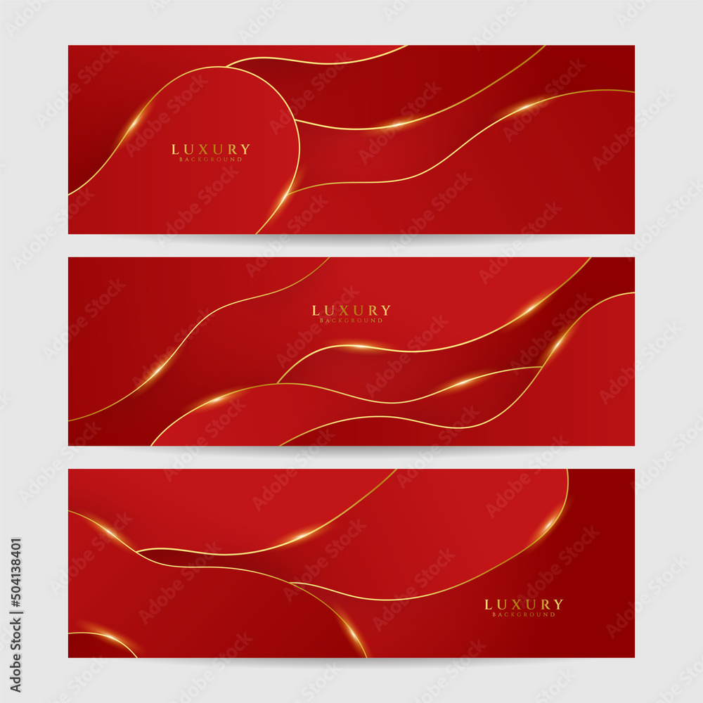 Obraz premium Abstract red and gold colorful geometric light triangle line shape with futuristic concept presentation background