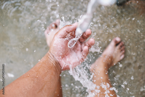 hand washing close up