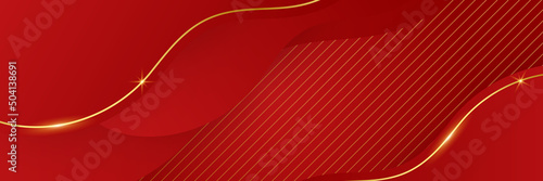 Vector red and gold colorful abstract, science, futuristic, energy technology concept. Digital image of light rays, stripes lines with light, speed and motion blur over dark tech background