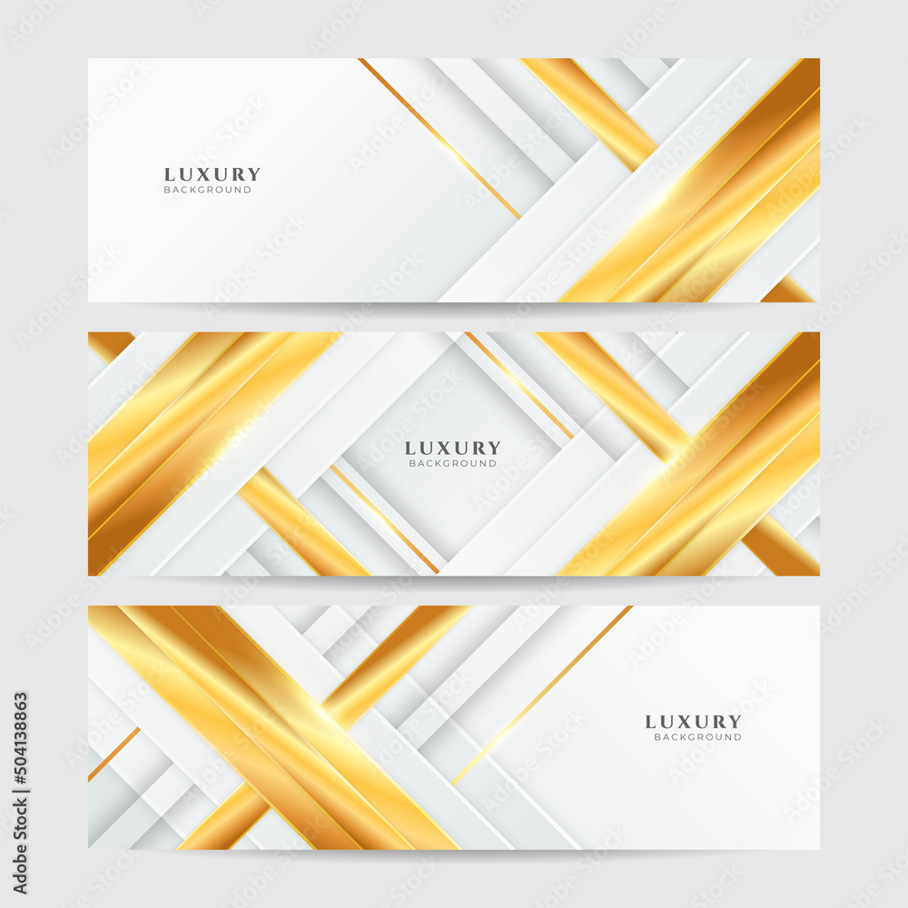 Fototapeta premium Set of white gold background design. Vector abstract graphic design banner pattern presentation background web template.