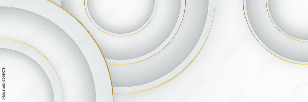 Abstract geometric shape white gold background with light and shadow 3D ...