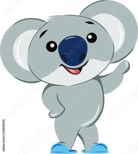 Sleepy koala bear wearing slippers waving. Cute koala character mascot for Australian company.