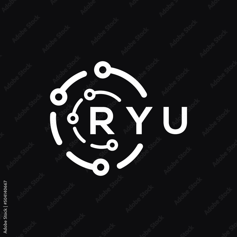 RYU technology letter logo design on black background. RYU creative initials technology letter logo concept. RYU technology letter design. RYU technology letter logo design on black background. RYU creative initials technology letter logo concept. RYU technology letter design.