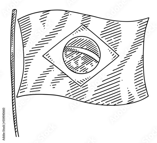 Brazil Flag Draft in black and white