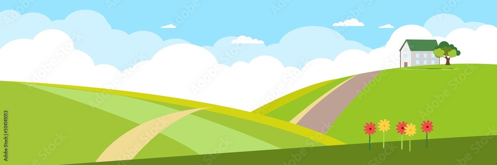 Landscape summer. Summer fields and hills. Vector. Landscape summer. Summer fields and hills. Vector.