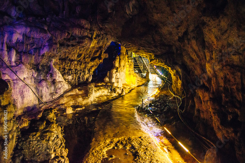 Inside Azishskaya Cave not far from the Lago-Naki plateau, Adygeya, Russia photo