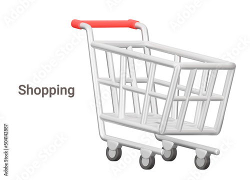 Shopping cart. Isolated 3d object on a transparent background