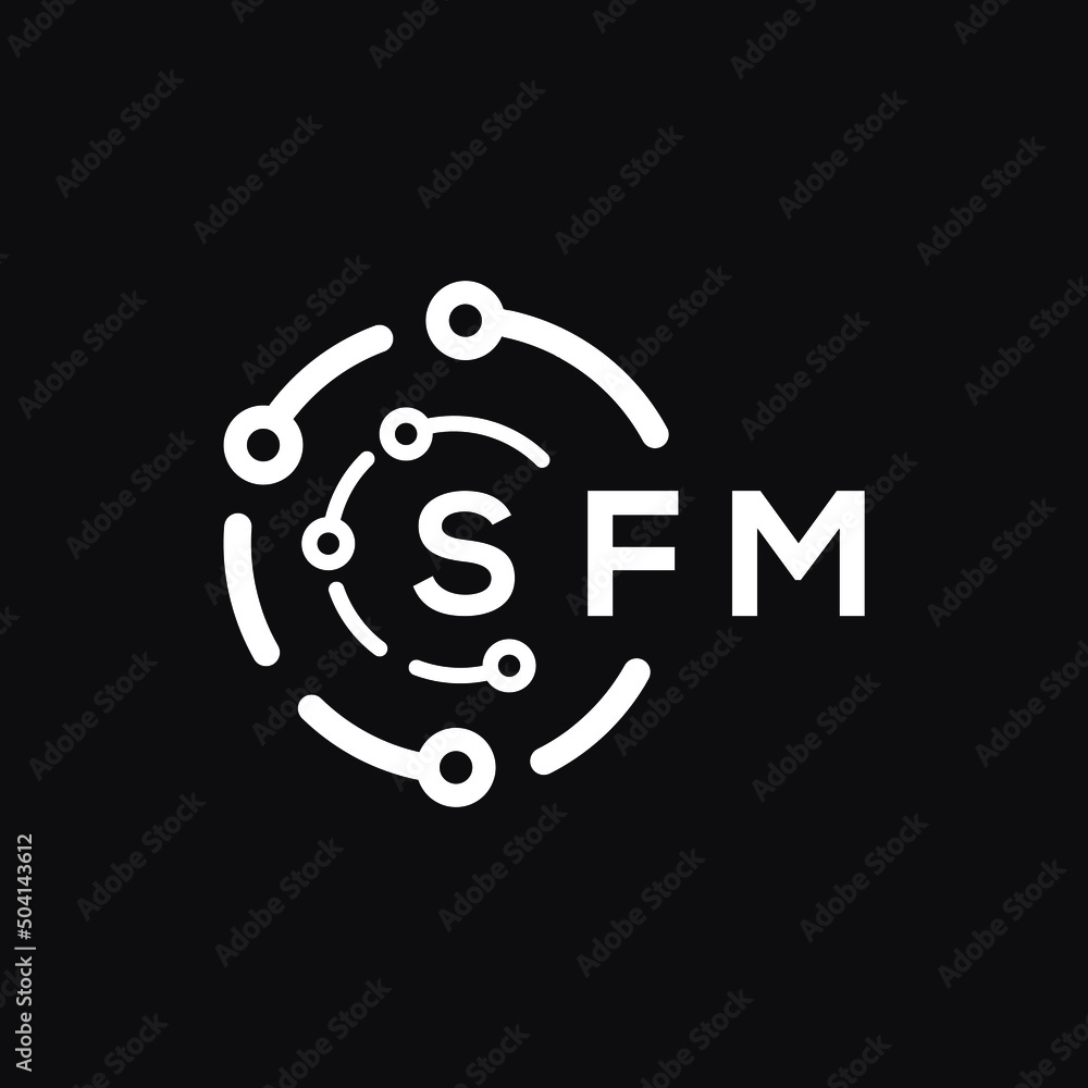 SFM technology letter logo design on black background. SFM creative initials technology letter logo concept. SFM technology letter design. SFM technology letter logo design on black background. SFM creative initials technology letter logo concept. SFM technology letter design.