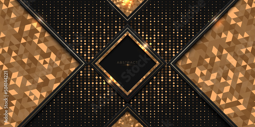 Luxury award background with golden shiny triangular pattern and glitters