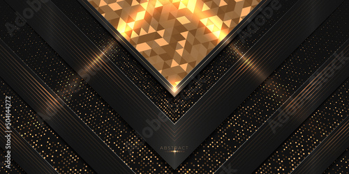 Luxury award background with golden shiny triangular pattern and glitters