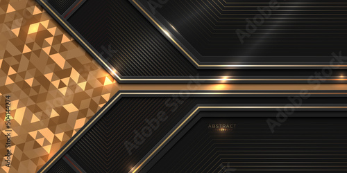 Luxury award background with golden shiny lines and triangular pattern