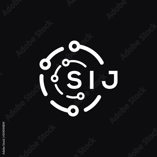 SIJ technology letter logo design on black  background. SIJ creative initials technology letter logo concept. SIJ technology letter design. photo