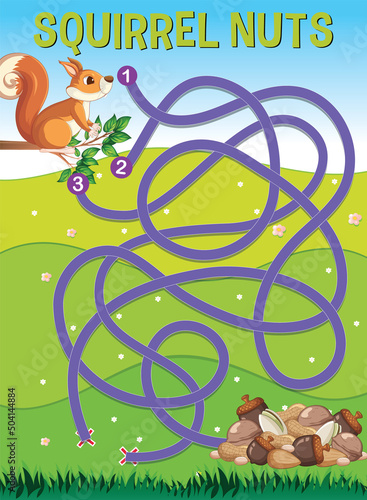 Game design with squirrel in garden background