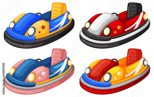 Cartoon bumper car on white background