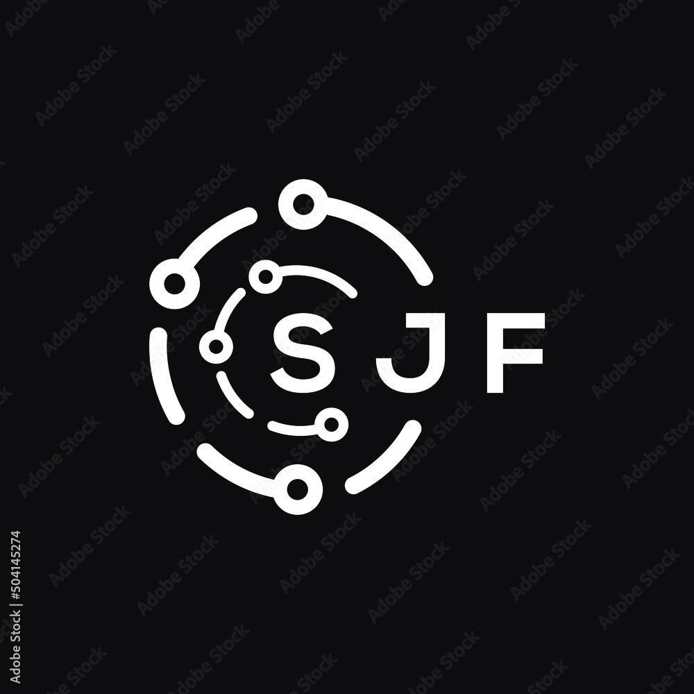 SJF technology letter logo design on black background. SJF creative initials technology letter logo concept. SJF technology letter design. SJF technology letter logo design on black background. SJF creative initials technology letter logo concept. SJF technology letter design.
