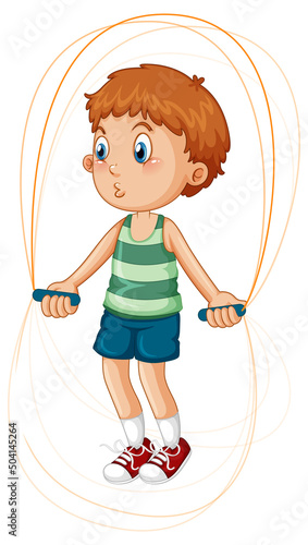 Cartoon boy jumping rope