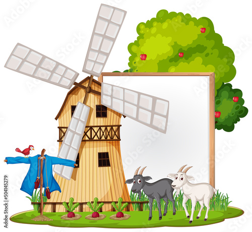 Empty banner template with farm animals