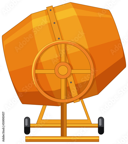 Concrete mixing drum on white background