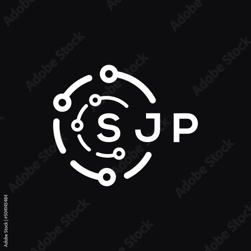 SJP technology letter logo design on black  background. SJP creative initials technology letter logo concept. SJP technology letter design. photo