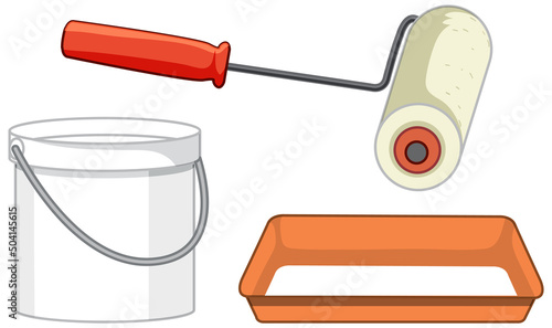 Painting tools set on white background