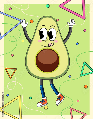 Funny avocado cartoon character