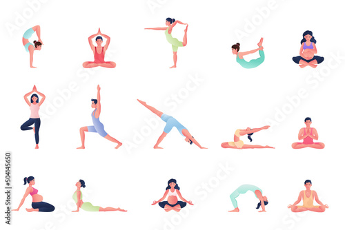 Fototapeta Naklejka Na Ścianę i Meble -  Yoga Aasana poses, International Yoga Day June 21st celebrations of world yoga day