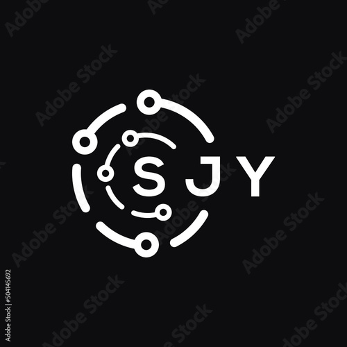 SJY technology letter logo design on black  background. SJY creative initials technology letter logo concept. SJY technology letter design. photo