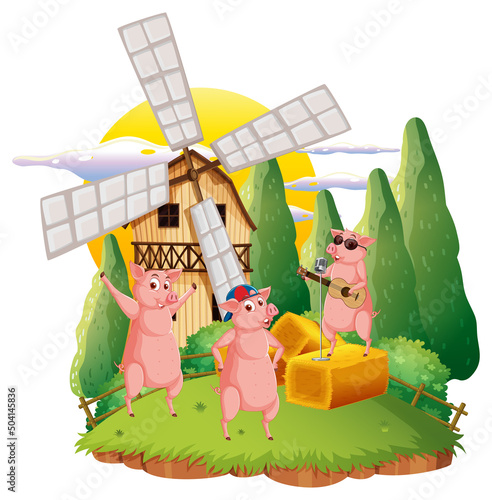 Happy animals in farm cartoon