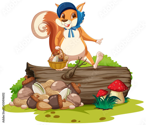 Garden scene with cute squirrel