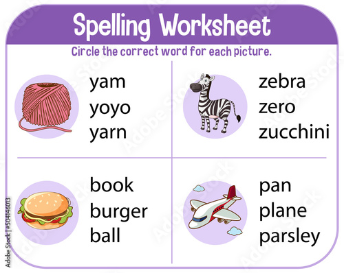 Spelling worksheet template for kids