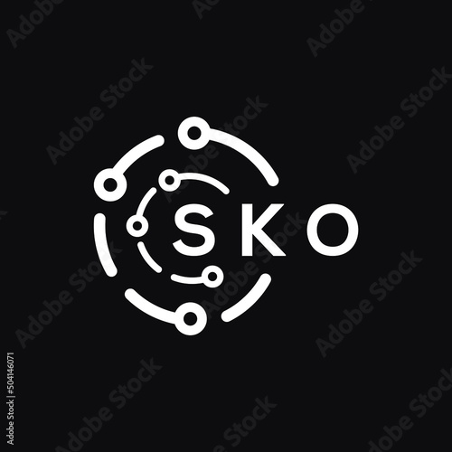 SKO technology letter logo design on black background. SKO creative initials technology letter logo concept. SKO technology letter design.