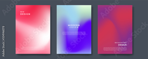 Abstract pastel gradient fluid liquid cover template. Set of modern poster with vibrant graphic color, hologram, thin line. Minimal style design for flyer, brochure, background, wallpaper, banner.