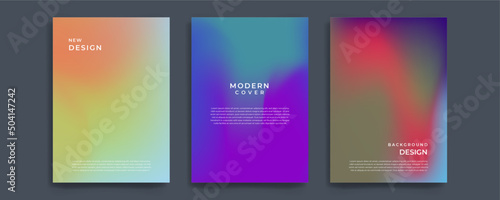 Abstract pastel gradient fluid liquid cover template. Set of modern poster with vibrant graphic color, hologram, thin line. Minimal style design for flyer, brochure, background, wallpaper, banner.