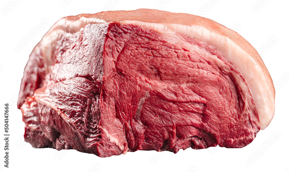 Fototapeta premium Isolated raw pulp meat with fat on the white background